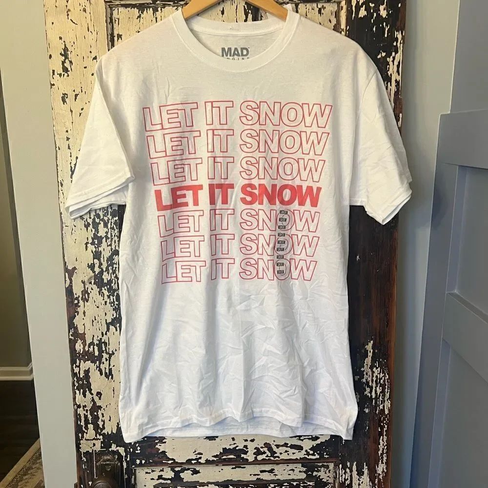 Let It Snow Mad Engine Christmas T-shirt. Size Medium. Unisex. NWT.